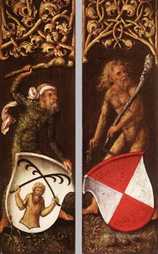 Albrecht Durer Painting - Sylvan Men with Heraldic Shields Nothern Renaissance Albrecht Durer